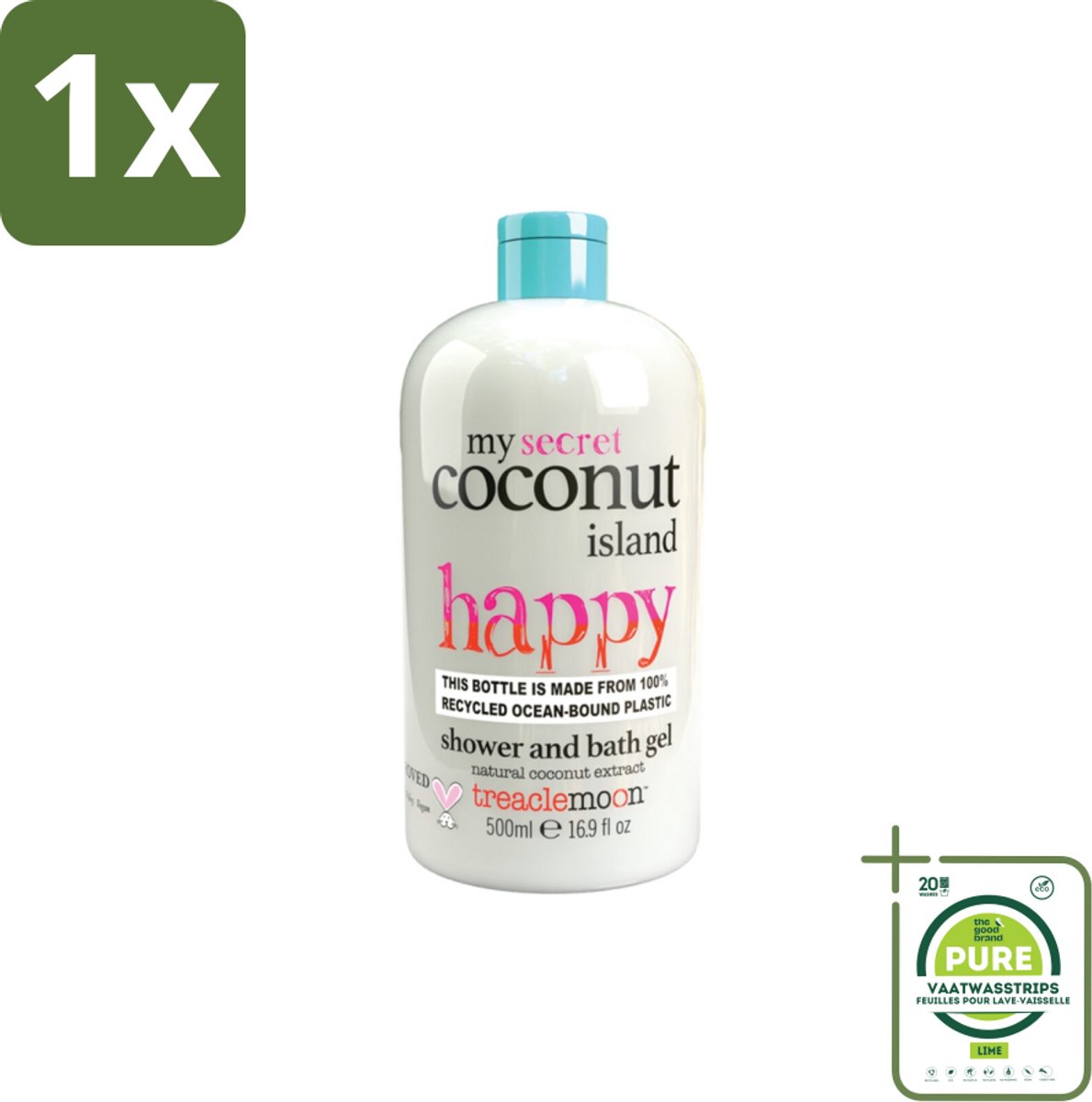 1 x Treaclemoon – Douchegel – My Coconut Island – 500 ml - Douchegel Kokos - Kokos Geur - Tropisch Geur - Zachte Huid - Hydraterende Douchegel
