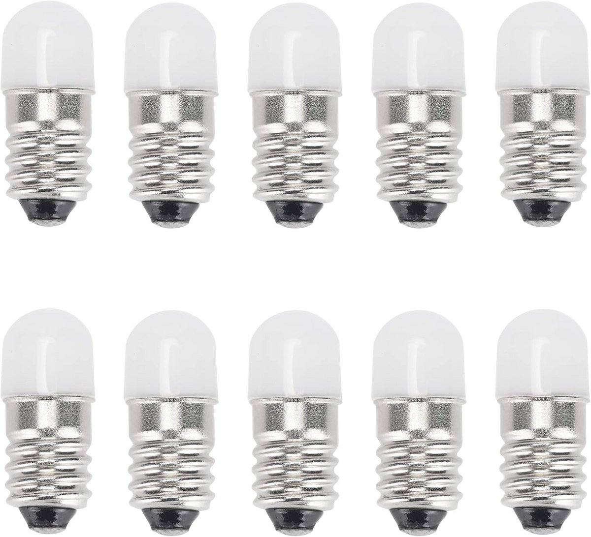 Set van 10x Minatue E10 Schroef LED Gloeilampen 6V Koud Wit 0,5W voor Apparaten