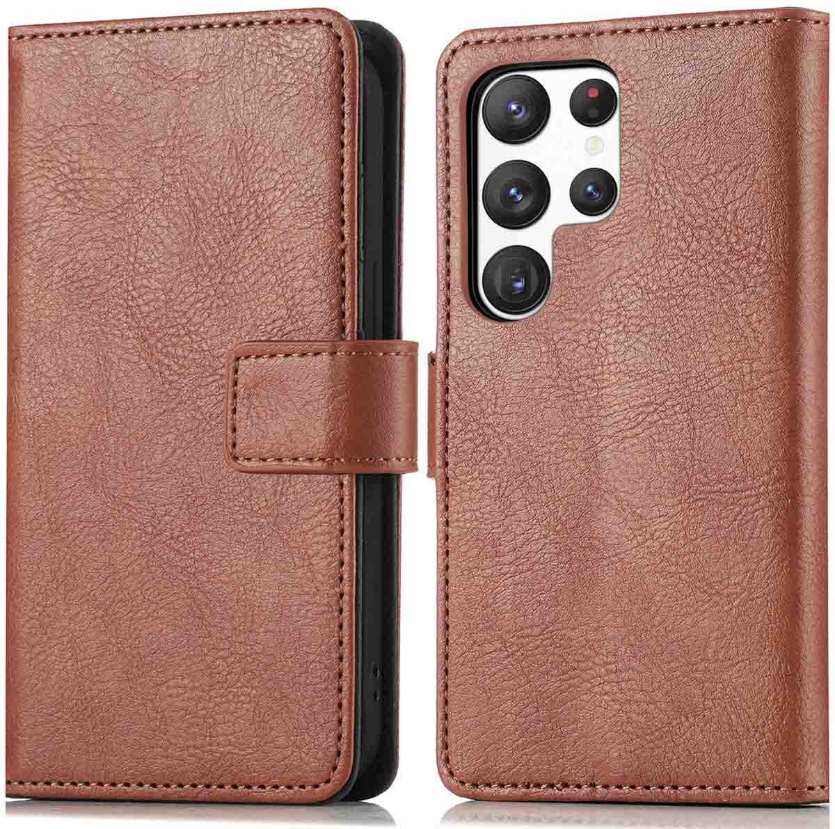 imoshion Hoesje - Geschikt voor Samsung Galaxy S23 Ultra - Luxe Bookcase - Bruin