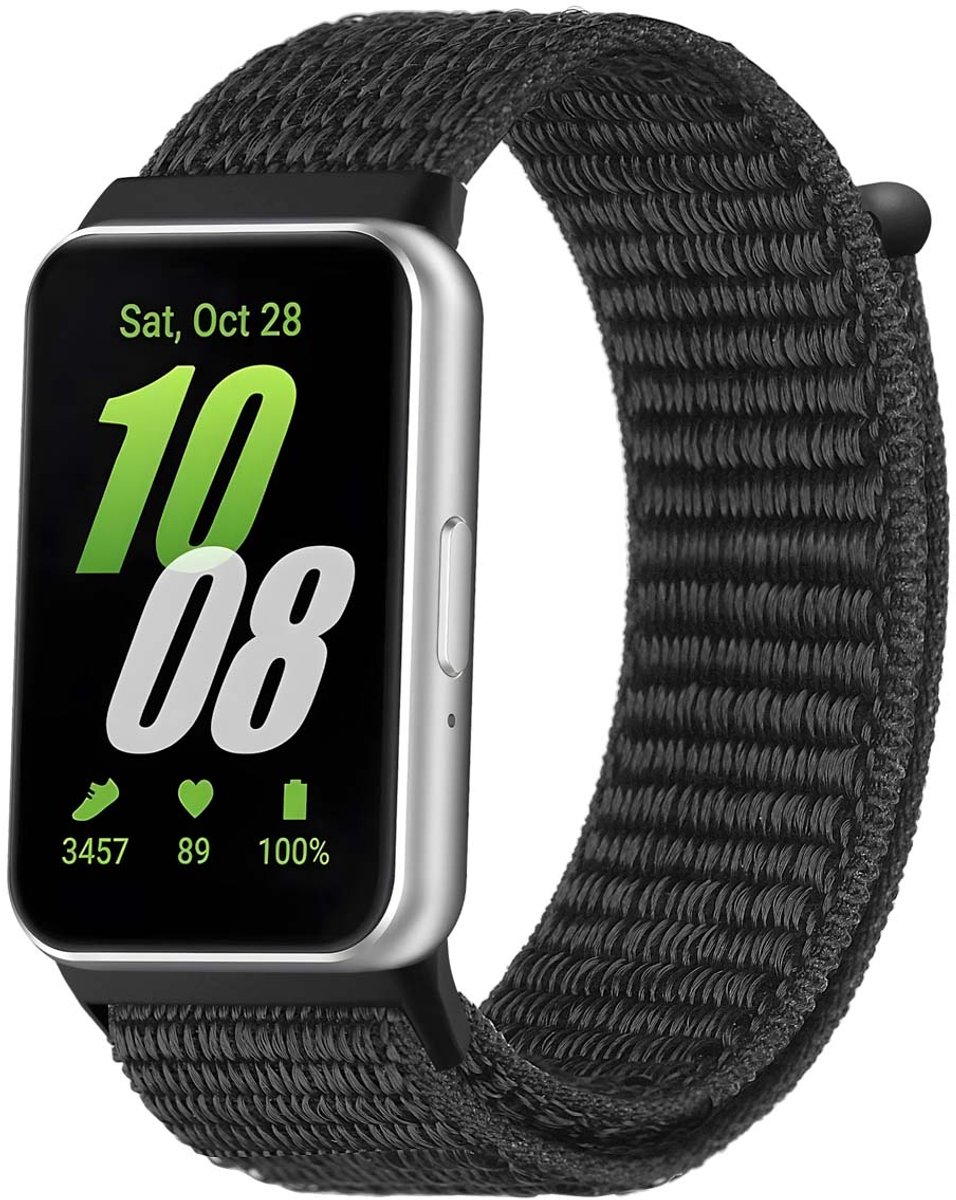 Nylon bandje - Geschikt voor Samsung Galaxy Fit 3 - Zwart