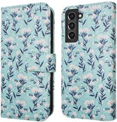 imoshion Hoesje - Geschikt voor Samsung Galaxy S21 FE - Design Bookcase smartphone - Blue Flowers