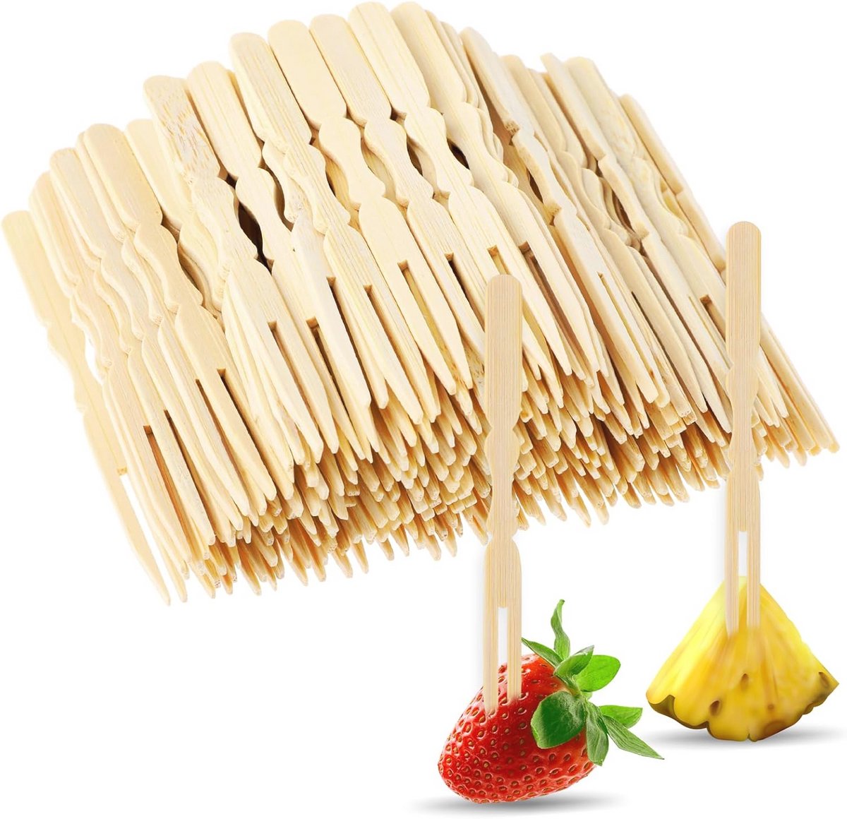 200 Mini Bamboe Vorken voor Voorgerechten en Cocktails - Duurzaam en Voedselveilig