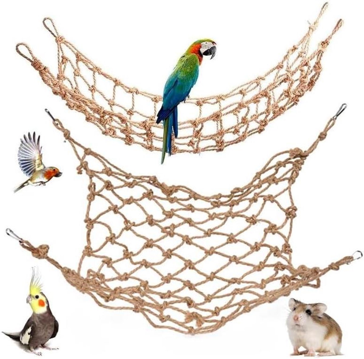 Allecta - Natuurlijk vogel touw net papegaai schommel hangmat speelgoed voor vogels ratten parkiet kaketoe