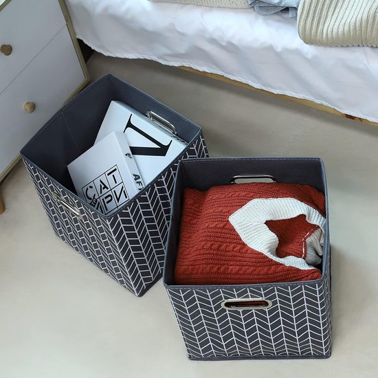 Prandom Grote opvouwbare kubusvormige opbergbakken [2 pakketten] stoffen en linnen manden, lade met katoenen handgrepen, organizer voor speelgoedkast, slaapkamer, roze, 30 x 30 cm