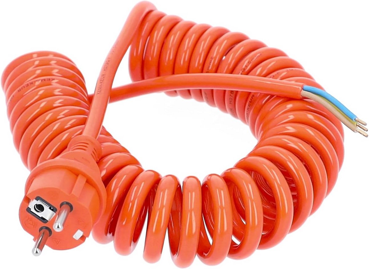 Aansluiting Opgerolde Kabel 230 V Uitschuifbaar Tot 2,5 Meter Oranje