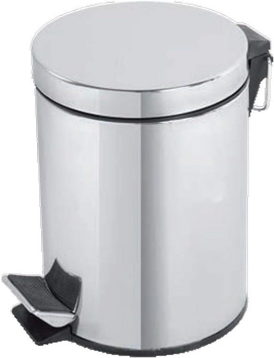 Afvalemmer 5L - Chroom, 20 x 28 x 29 cm - Pedaalemmer voor Thuis