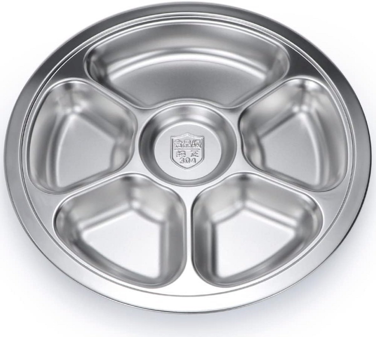 RVS Ronde Verdeelplaat met 6 Secties - Ideaal voor Buffet en Catering