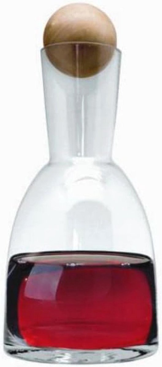 Wijnkaraf 120 cl met Houten Balstop - Perfect voor Elke Wijnliefhebber