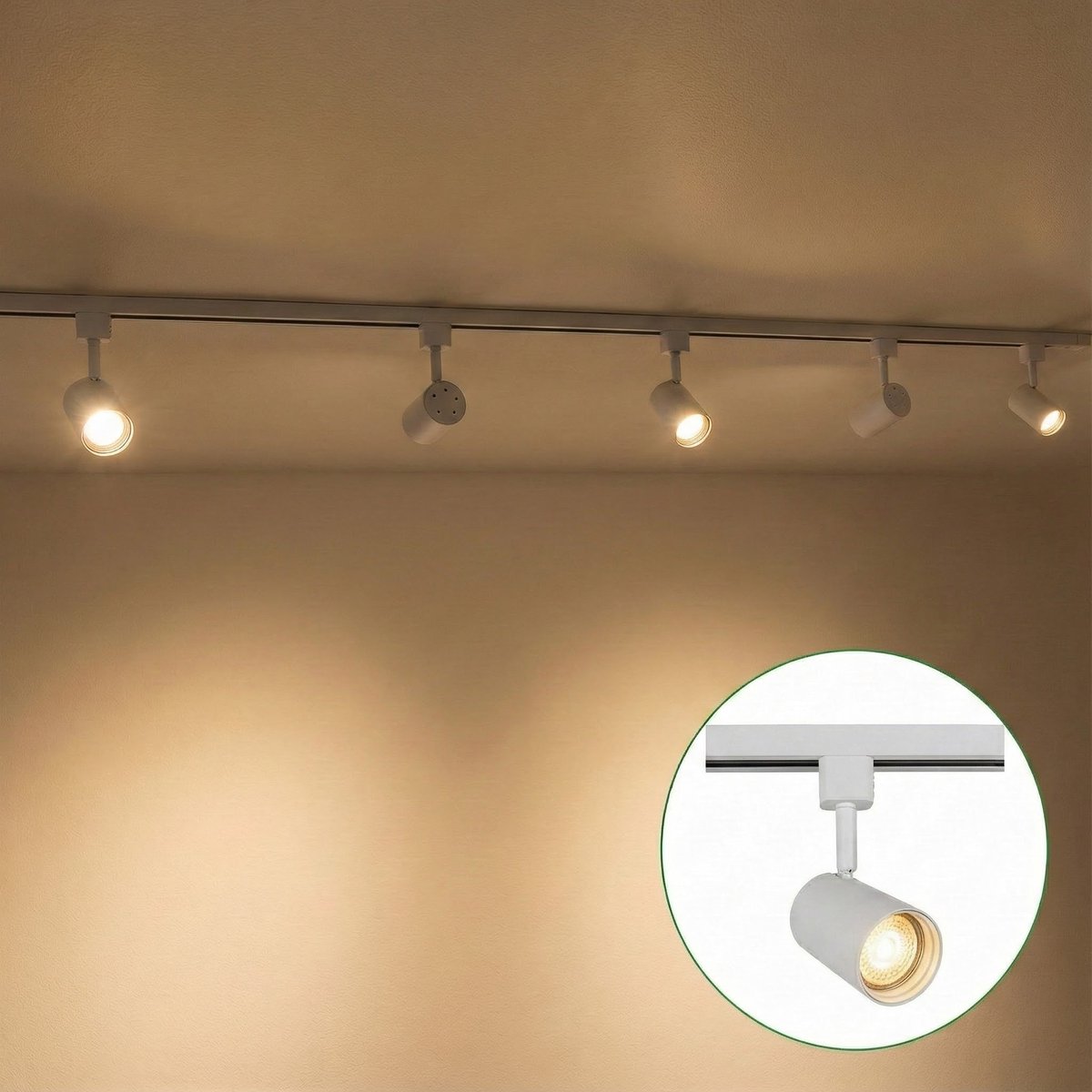 LED 1-fase Rails | Wit | 3 Meter | Dimbaar | Incl. 5x railspots