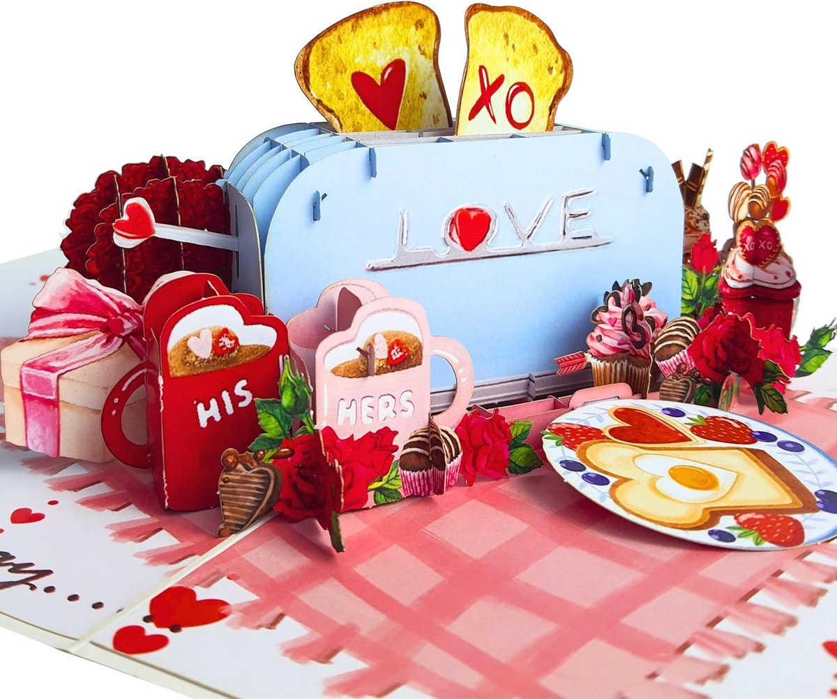 Grappige pop-up Valentijnskaart voor hem en haar 15 x 20 cm