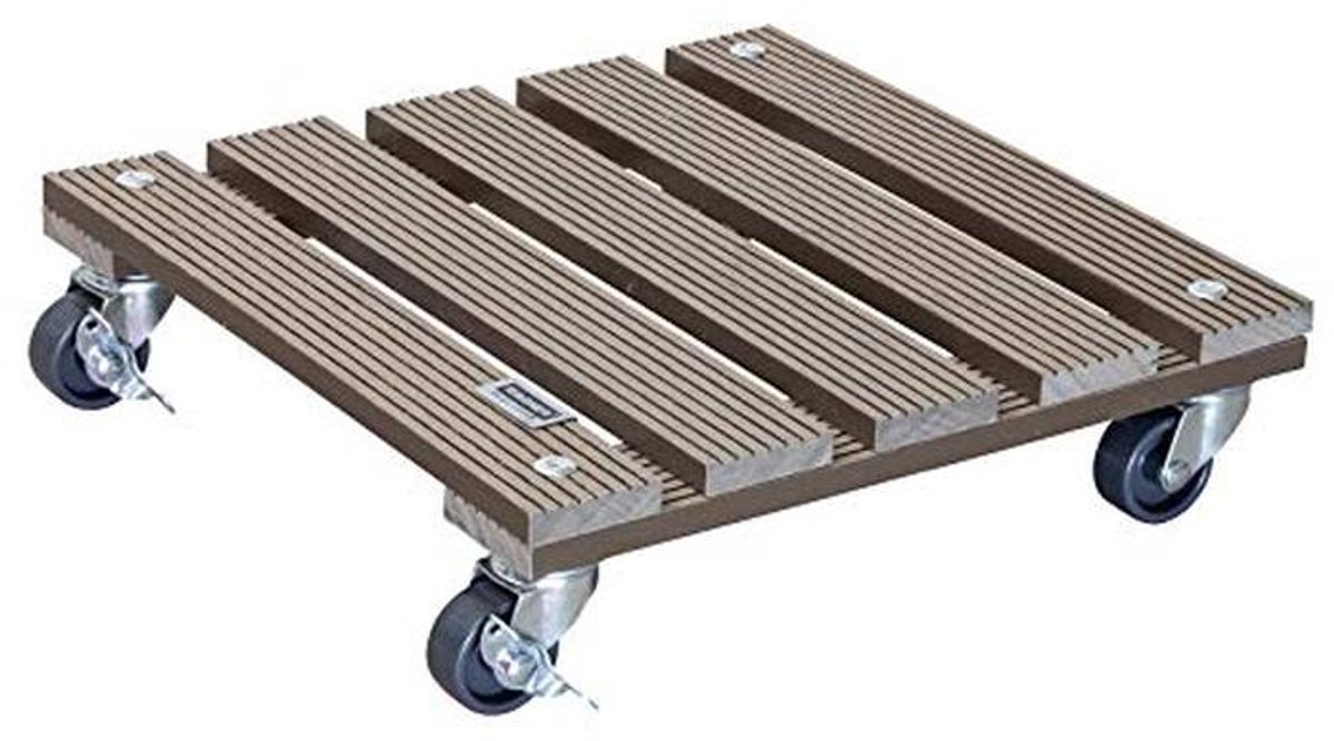 Plantentrolley WPC 29 x 29 x 7.5 cm - Bloemtrolley voor Binnen en Buiten - Container Trolley van FSC® Houtvezelcomposiet - Met 2 Remmen - Draagvermogen 80 kg