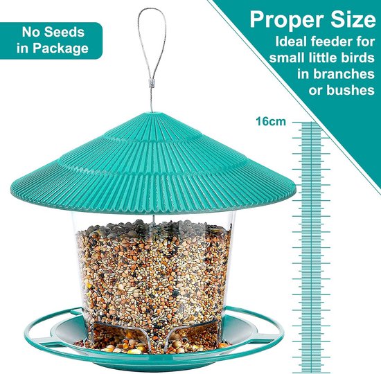 Mangeoire à Graines pour Oiseaux pour l'Extérieur - Mangeoire Suspendue pour Jardin avec Grande Capacité et Orifices d'Alimentation Multidirectionnels