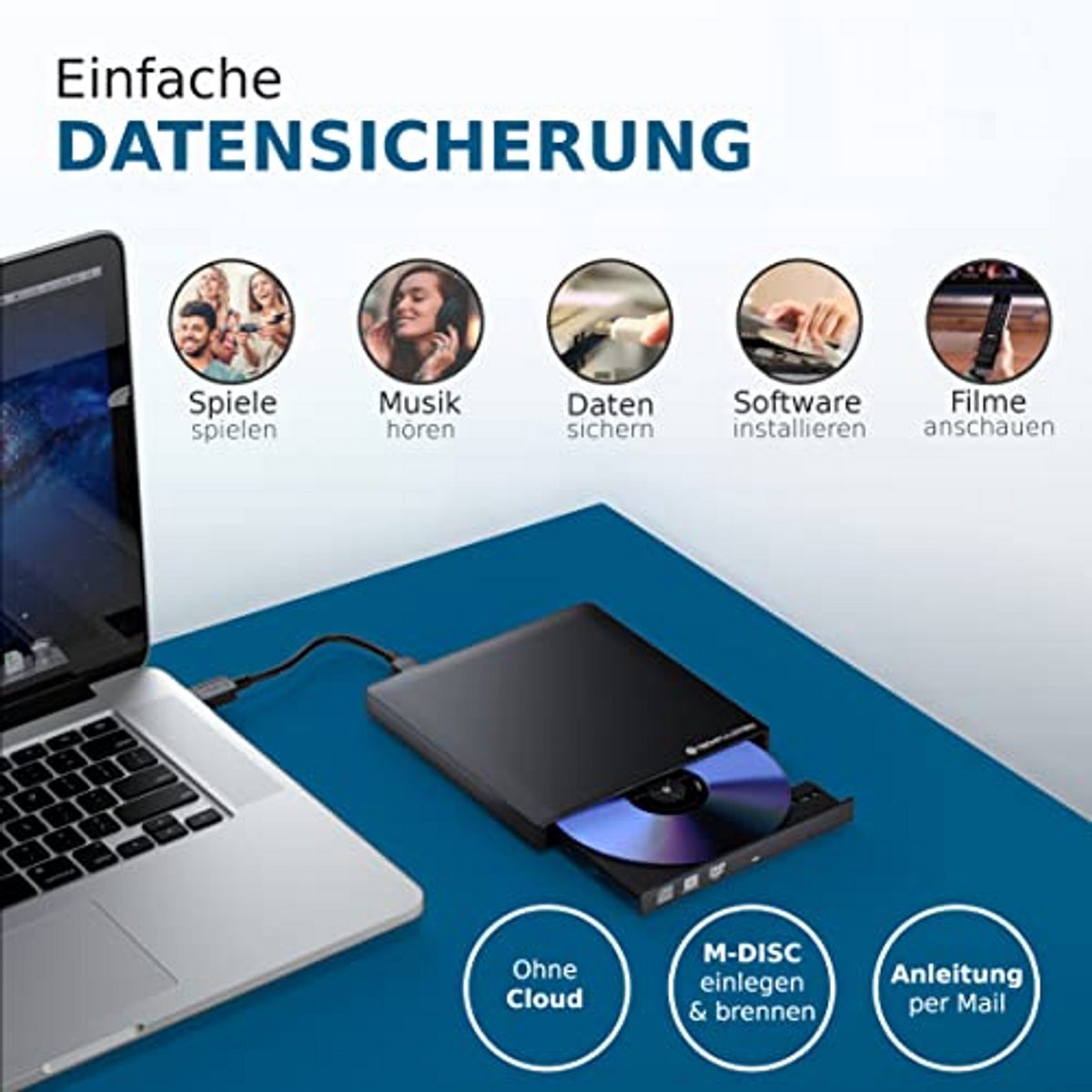 UHD 4K 3D Externe M-Disc BDXL USB 3.0 USB-C Drive Burner - Slim BD DVD CD voor Computer en Notebook