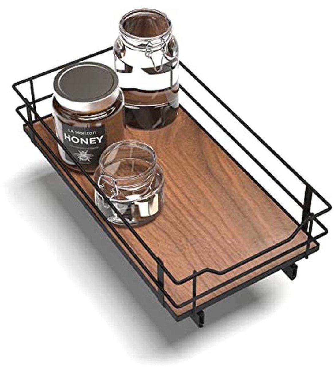 Uittrekbare organizer voor keuken, stalen spaanplaat, mat zwart