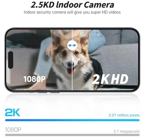 Indoor Camera Robot 2K HD met 360 PTZ Nanny Cam en 2-weg Audio — afbeelding 3