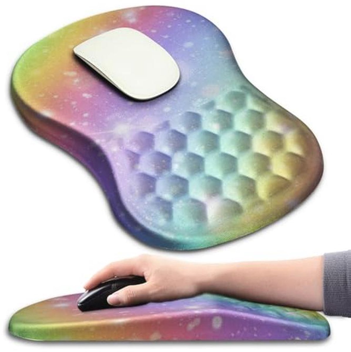 Ergonomische muismat met polssteun en massageontwerp - Pijnverlichting met traagschuim en antislip basis