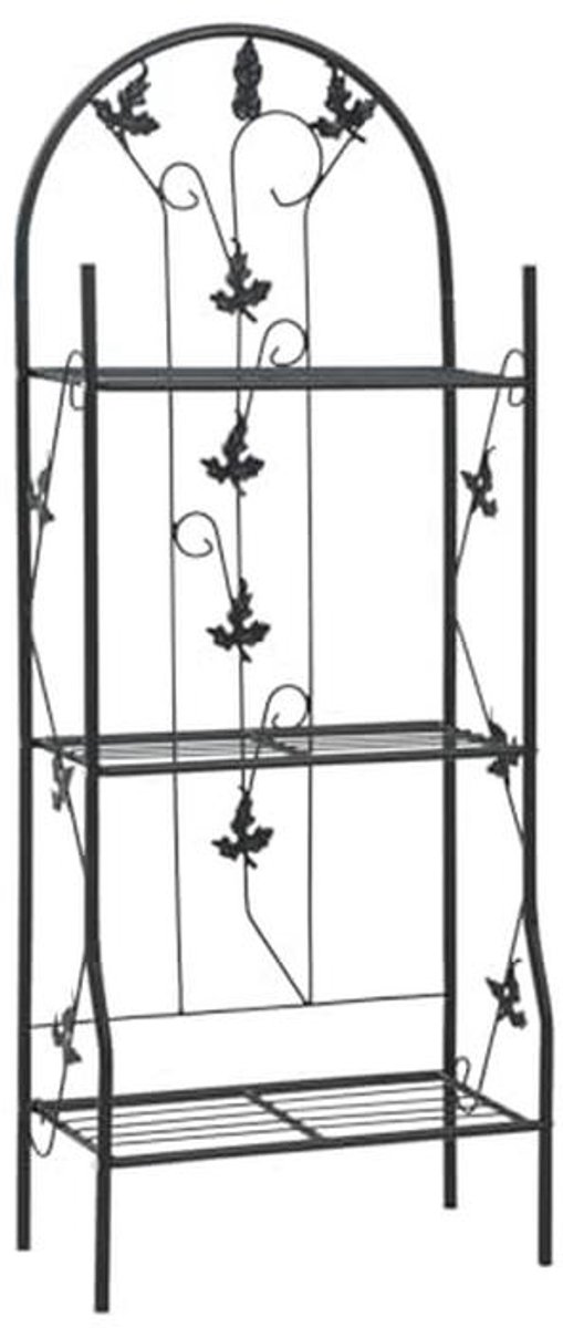 Plantenrek met 3 niveaus voor binnenshuis en buiten, weerbestendig, bloemenrek, zwart, 52 x 28 x 128 cm