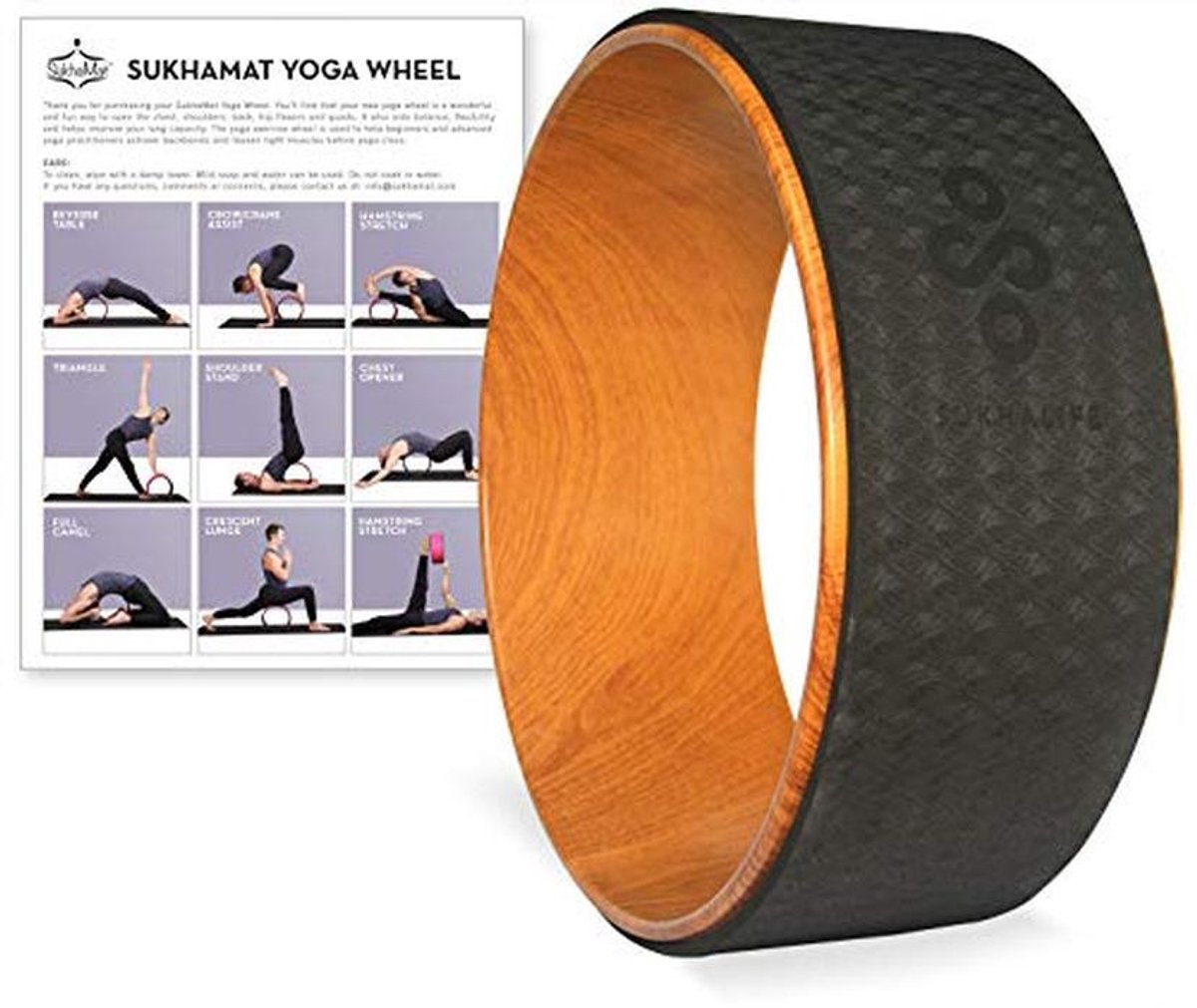 Yoga Wheel - 12.5" x 5" Voor Diepere Houdingen en Rugpijnverlichting - Online Video Lessen & Gids