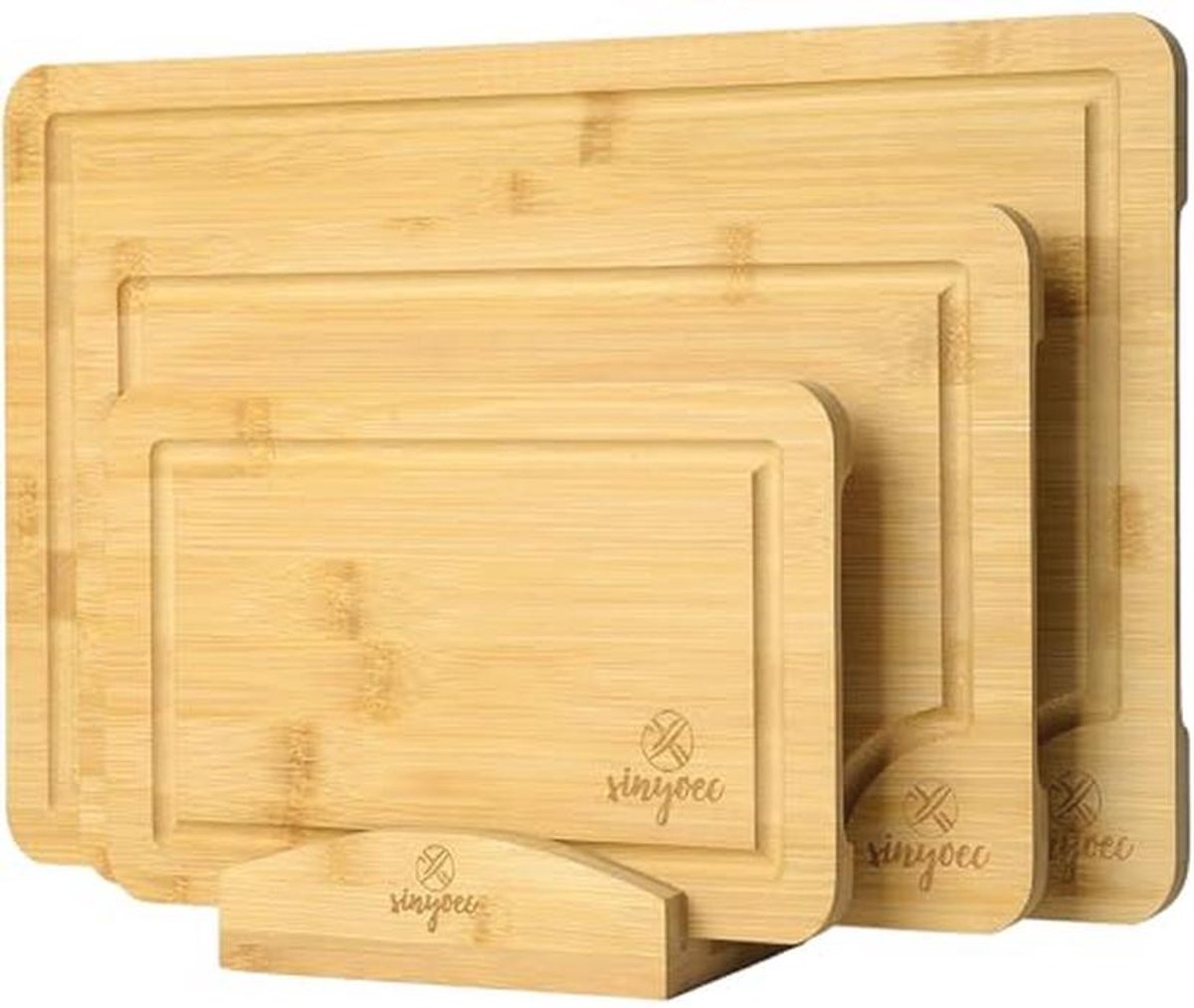 Snijplank set van 3 - Bamboe snijplanken met groef voor keuken