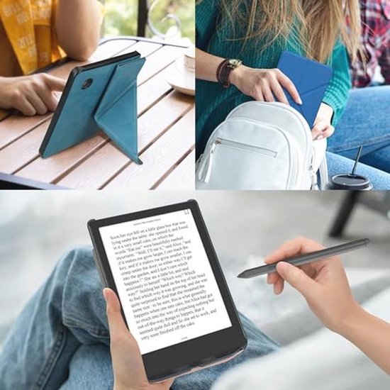 E-reader Hoes Compatible met Kobo Libra H2O - Met Kickstand - Leren Ereader Cover - Mintgroen van Merkloos — afbeelding 4