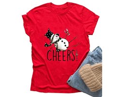 Ykomow Dames luipaard vrolijke kerstboom T-shirt luipaard korte mouw geruite kerst vakantie T-shirt tops