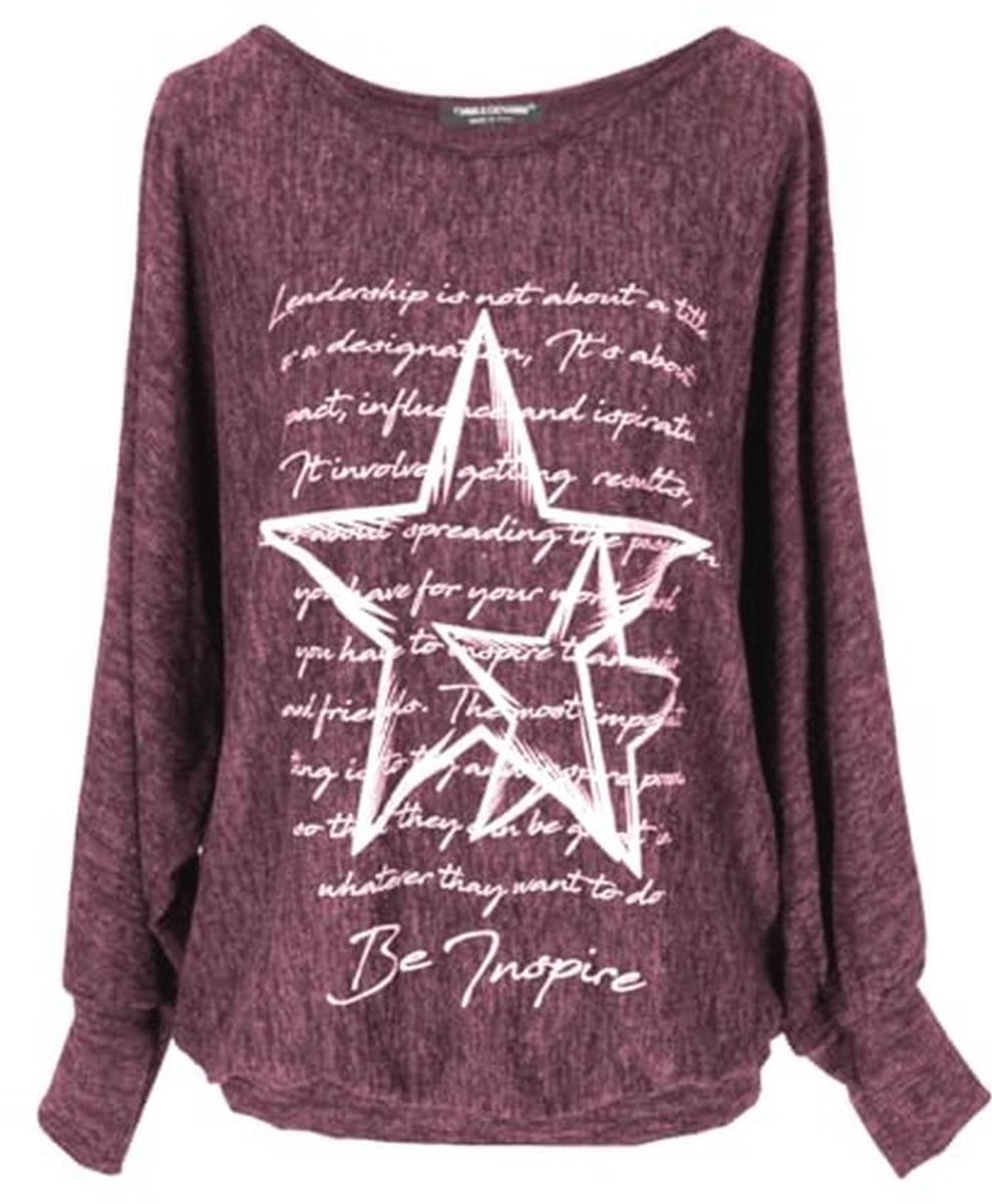 Dames Oversized Baggy Sweaters met Batwing Mouwen en Sterrenprint