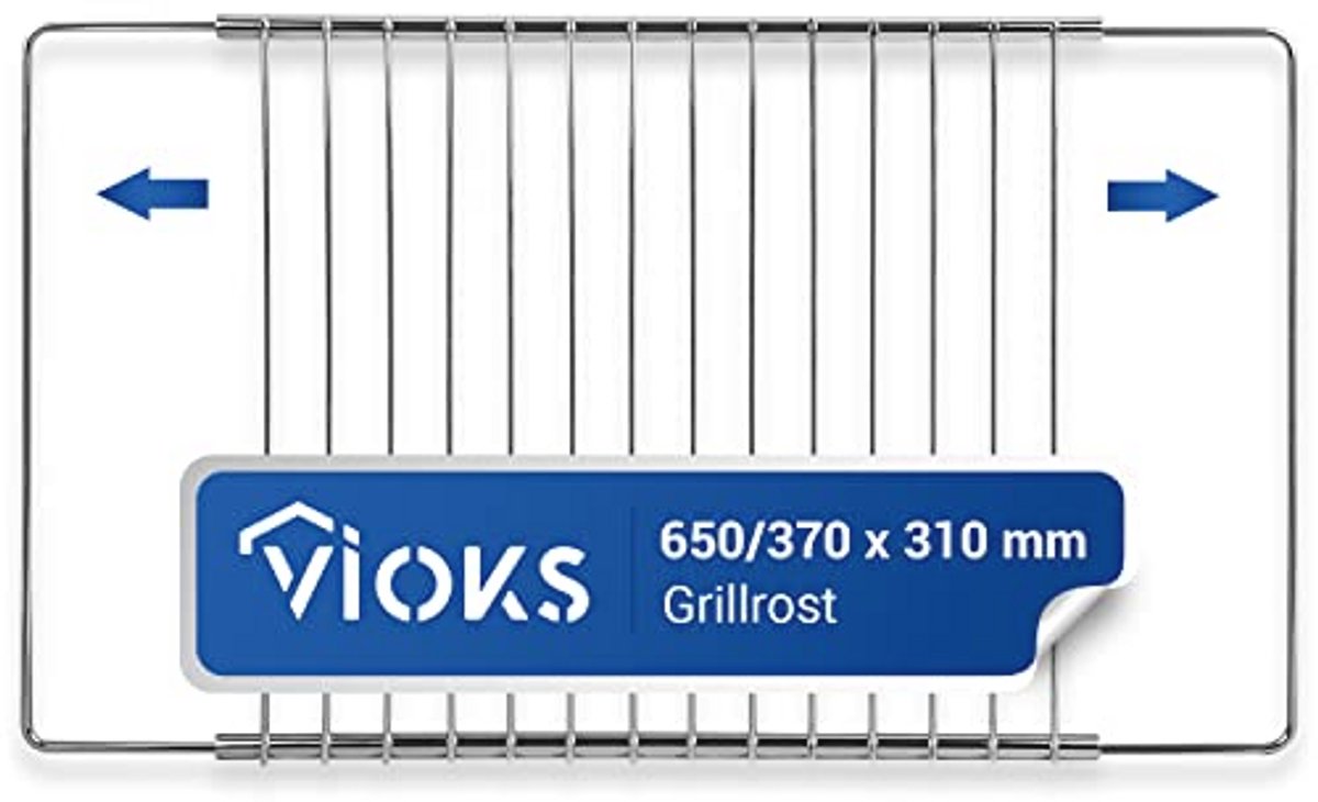 Uittrekbaar roestvrijstalen grillrooster voor oven - 370/650 x 310 mm