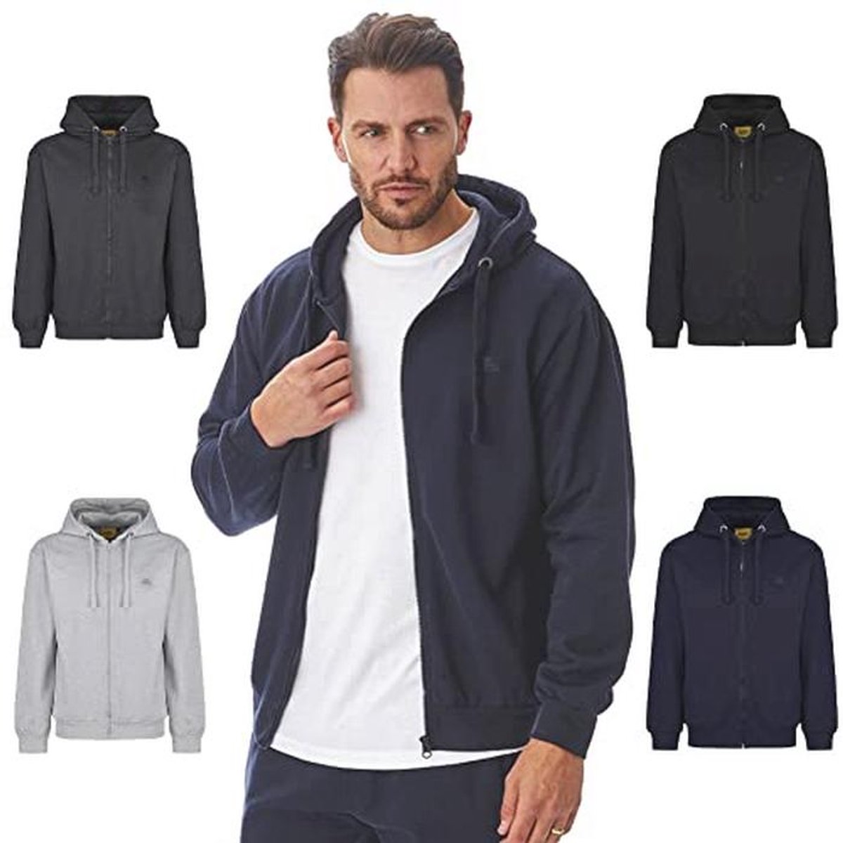 Eco Vriendelijke Heren Fleece Trui met Capuchon en Anti-Pil Technologie, Marineblauw, 3X-Large