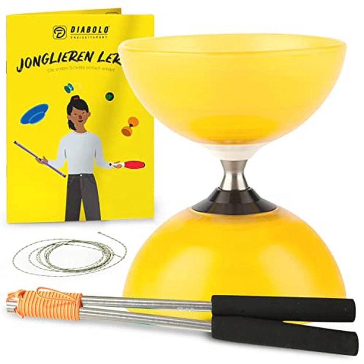 Professionele Diabolo Set voor Jongleurs - Ideaal voor Beginners en Gevorderden - Inclusief Kogellagers, Handstokken en Trucschrift