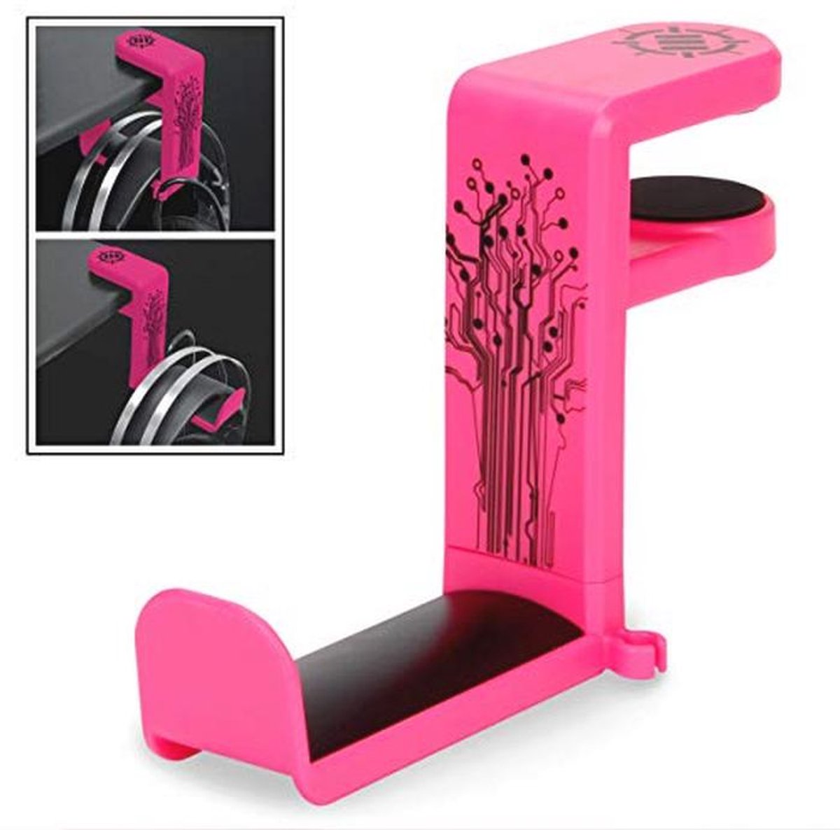 Hooftelefoonhouder voor PC Gaming - Onder Bureau Klem met 360 Draaibare Arm - Universele Hoofdtelefoonstandaard met Kabel Organizer