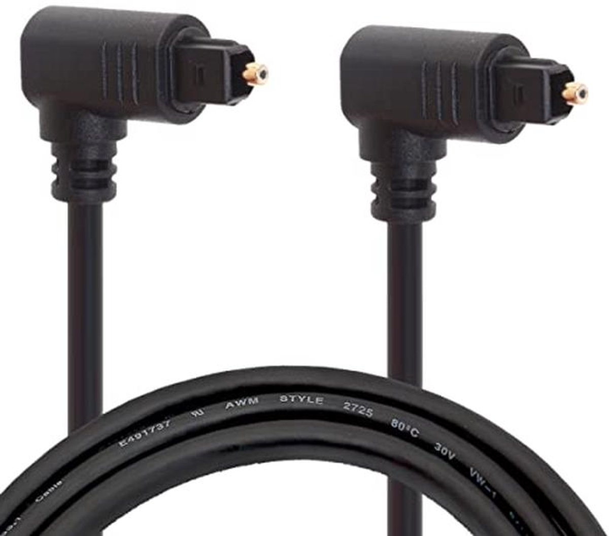 Rechte hoek optische vezelkabel 90 graden voor audio- en videoapparatuur - 2 meter