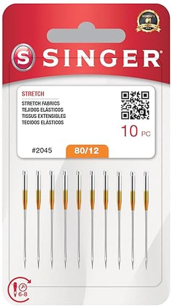 10-Pack Stretch Naaimachine Naalden Maat 80/12 voor Geweven Stoffen