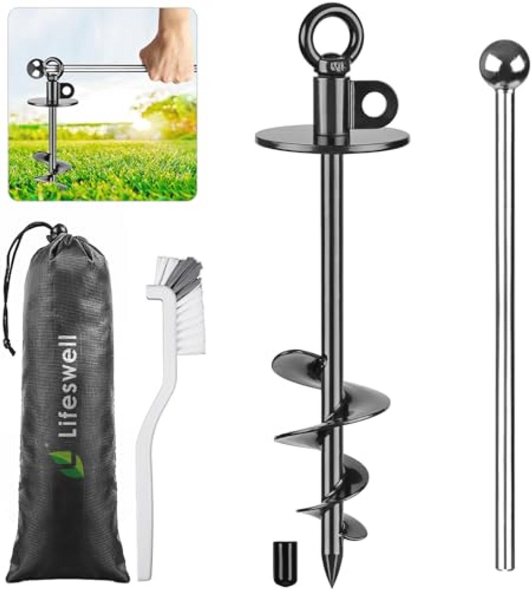 Robuuste 15 Inch Hondenstake - Ideaal voor Tuin, Camping en Strand