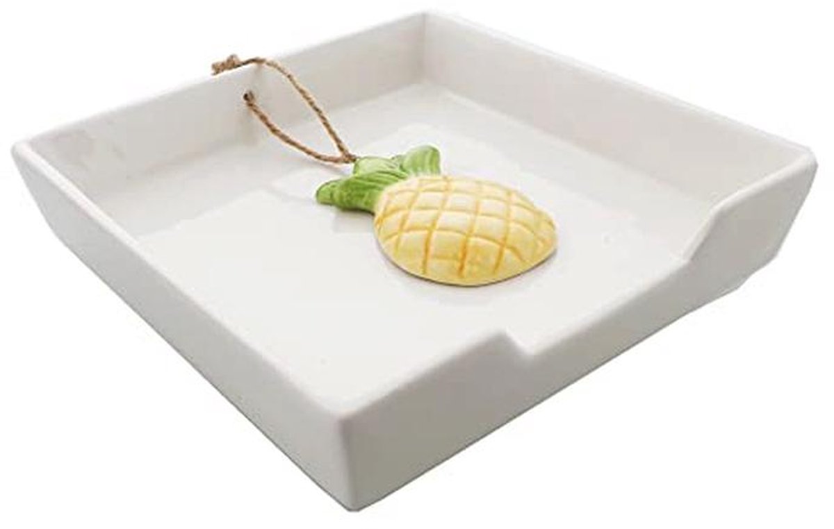 Elegante keramische cocktail servet houder met touw gewicht - ananas