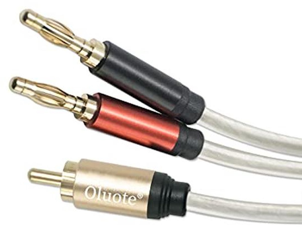 Luidsprekerkabel RCA naar 2 x Bananenstekkers 1,5 m – Audio Verlengkabel voor Sangsterfersterkers
