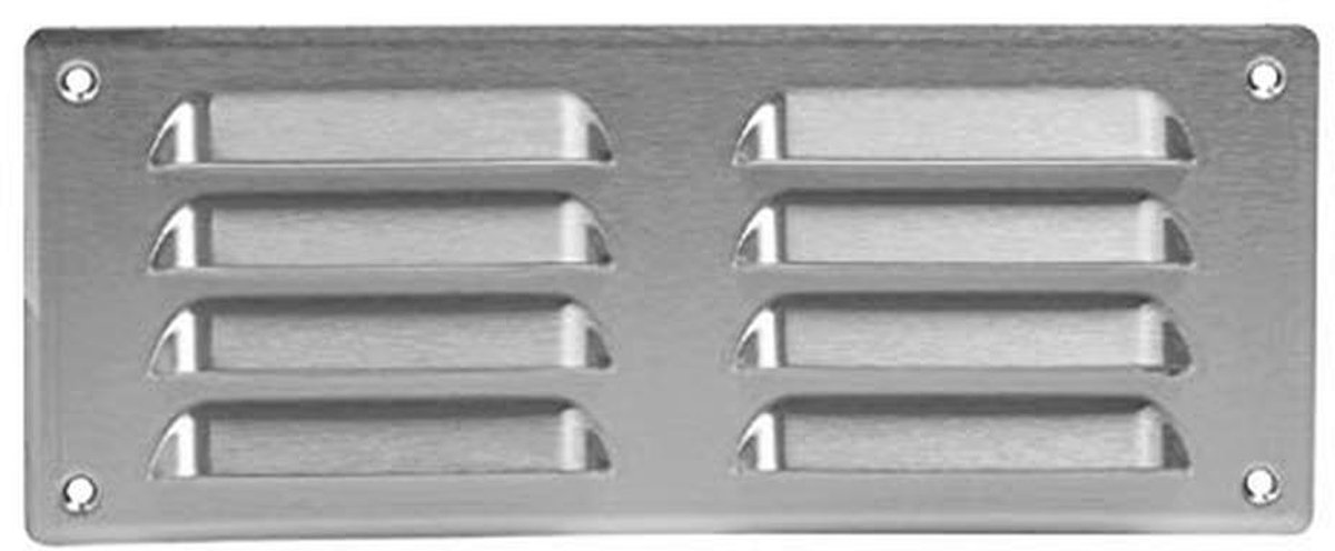 Ventilatierooster met Insectenhor 260x105mm - Metalen Toepassing voor Luchttoevoer en Afvoer - Roestvrij Staal