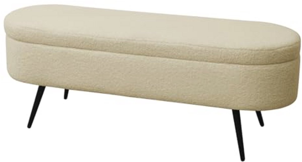 Moderne zitbank met opbergruimte en poef - Beige