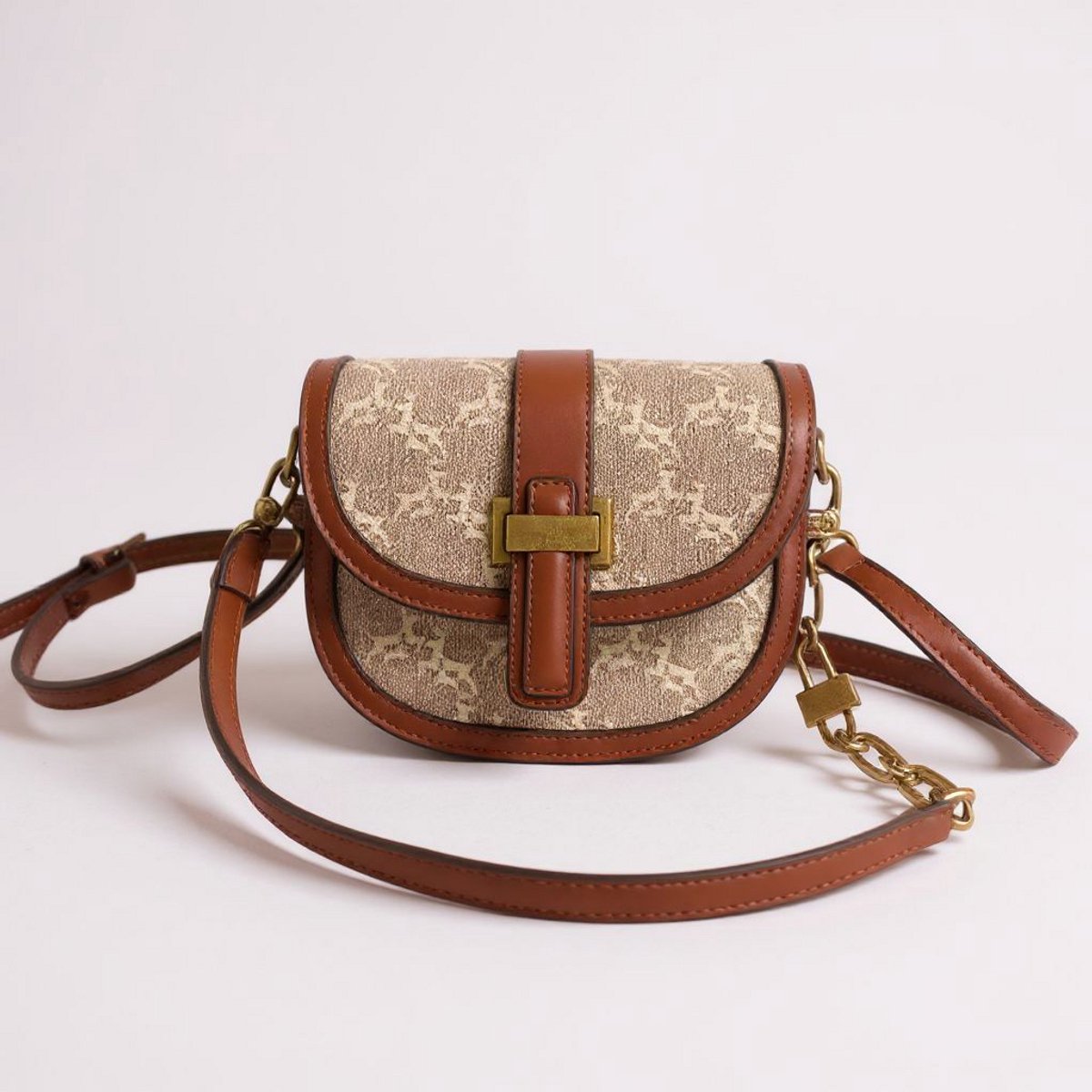 TK-S Schoudertasje-Crossbody, ritssluitingen, bruin
