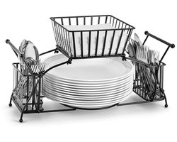 Stapelbare Bestek Organizer - Tafelblad Caddy voor Servetten, Bestek en Borden - Ideaal voor Eettafel, Buffet, Feest en Picnics