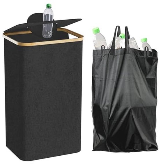 LaifuTu 110 liter statiegeldflessen, verzamelcontainer met deksel en 2 draagtas, opvouwbare statiegeldflessenhouder, multifunctionele flessenverzamelaar, lege goederen, verzamelcontainer voor keuken