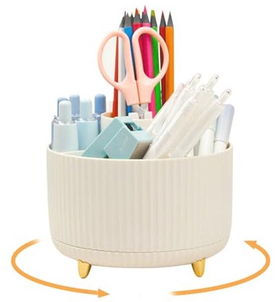 GoMaihe Bureau-organizer met 4 laden en vakken, opbergsysteem, kantoor, multifunctionele pennenhouder, bureau, bureauorganisatie, pennen, organizer voor kantoor, thuis, school (wit