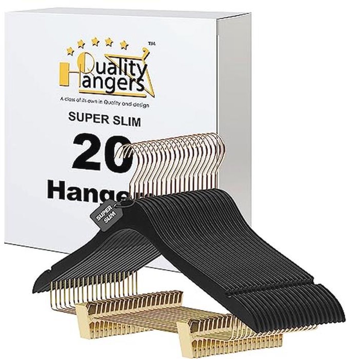 Luxe 16,5 inch ultradunne ruimtebesparende houten kledinghangers met draaibare haak