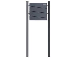 SCHARTEC SBS-SPB-1 Design staande brievenbus, vrijstaand, antraciet, met krantenvak, staande brievenbus