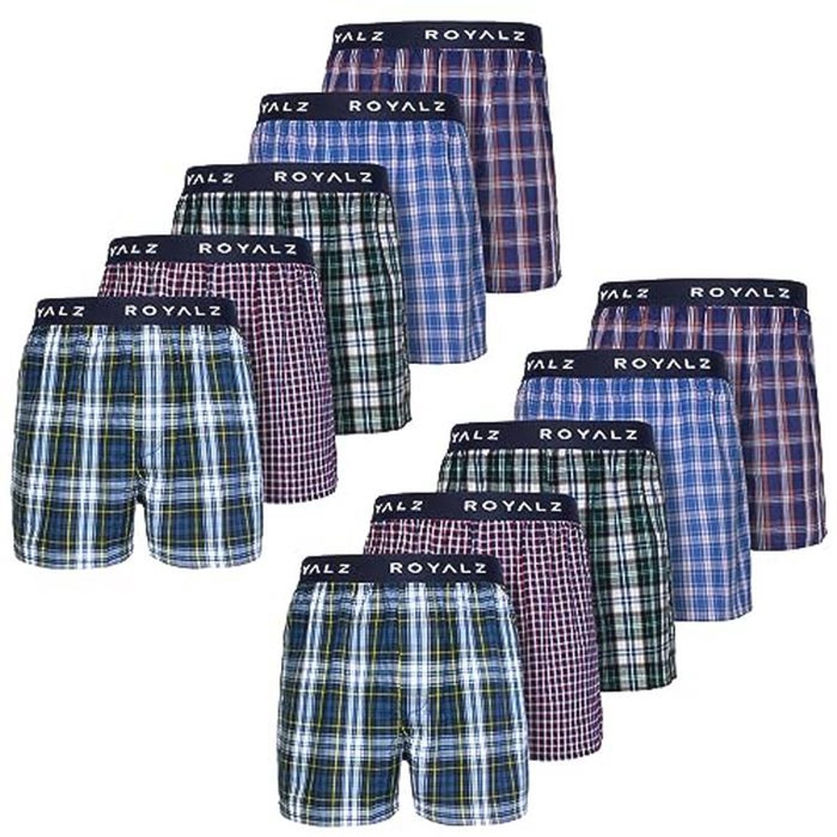 Comfortabele Boxershorts voor Heren - Set van 10, Klassiek Geruit, Zacht Katoen