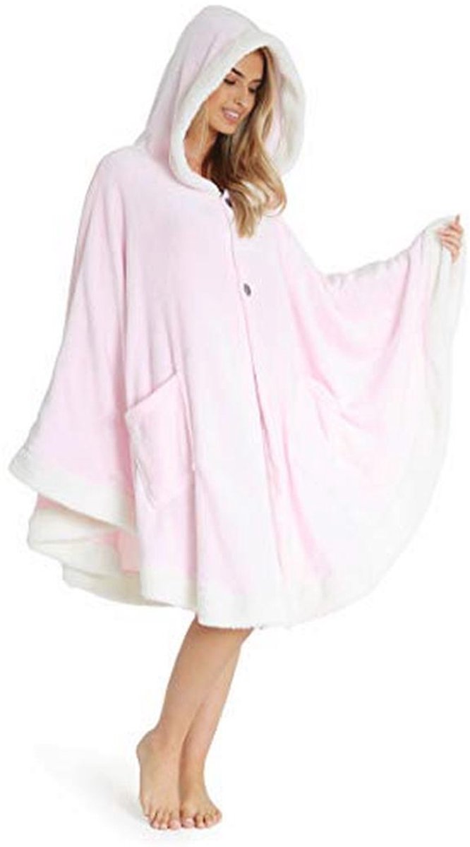 Dekenhoodie voor dames - knusse sherpa, overmaatse en roze, one size