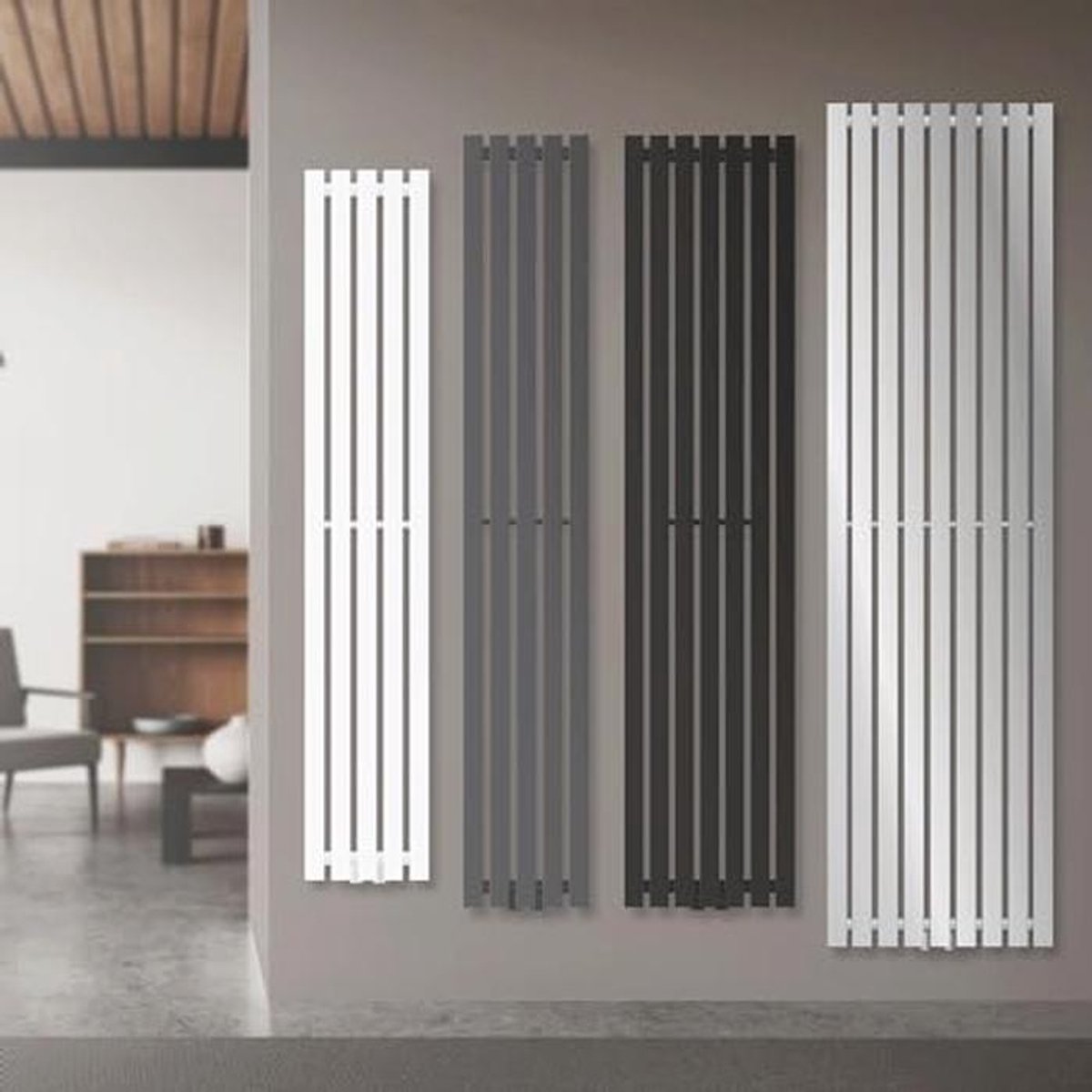 Paneelradiator 480 x 1600 mm - Wit Vlakke Vertikale Badkamer Radiator