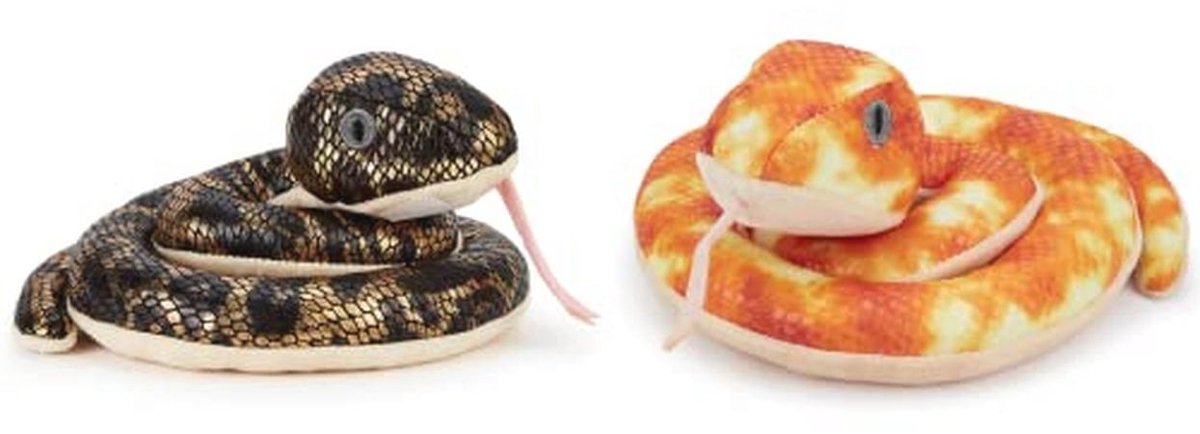 Set van 2 pluchen slangen - Anaconda en Python knuffels