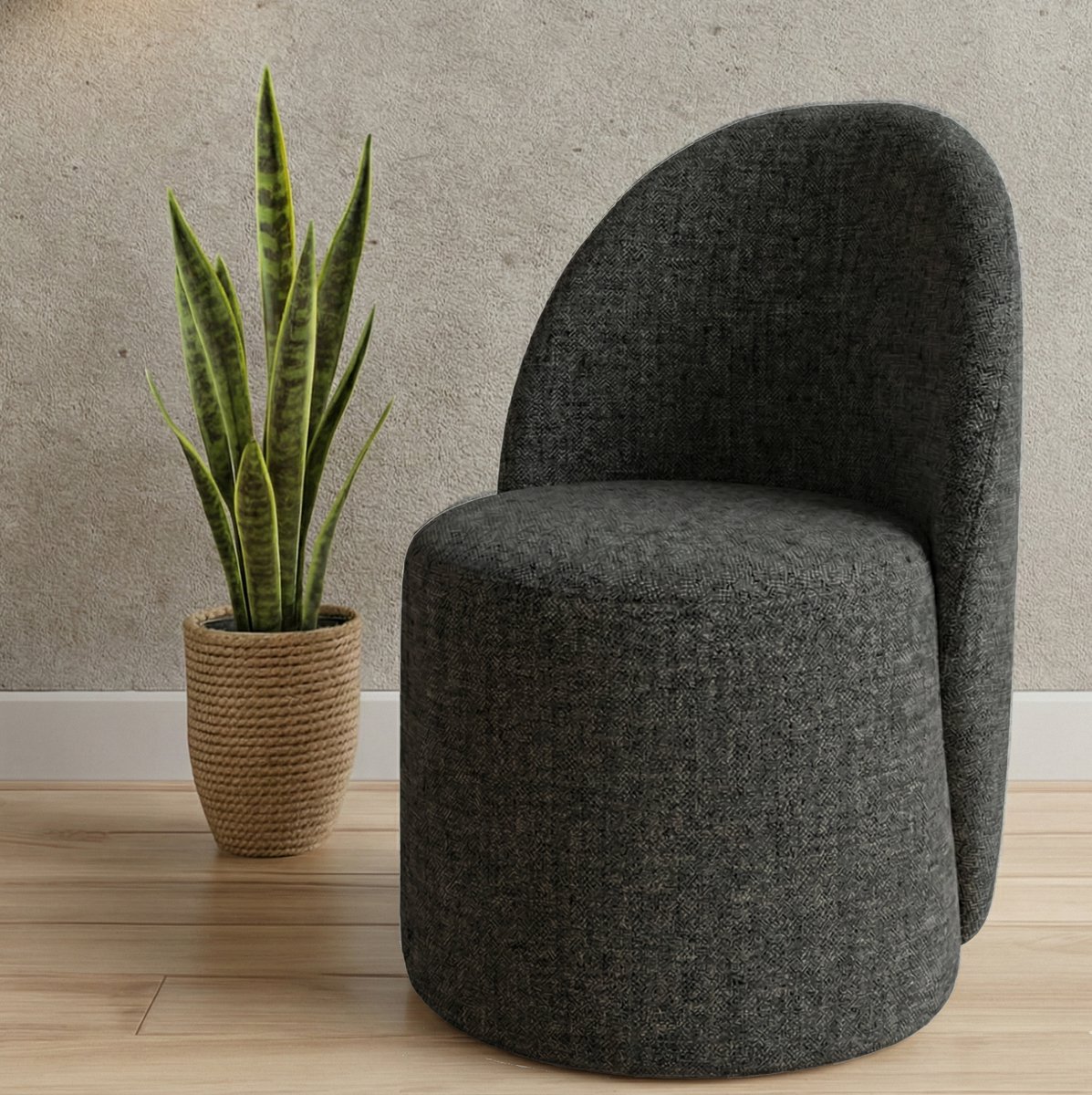 Fauteuil - Stoel 80x45x45 cm - Fluweelzacht - Zwart gemêleerd - poef met omhullende rugleuning