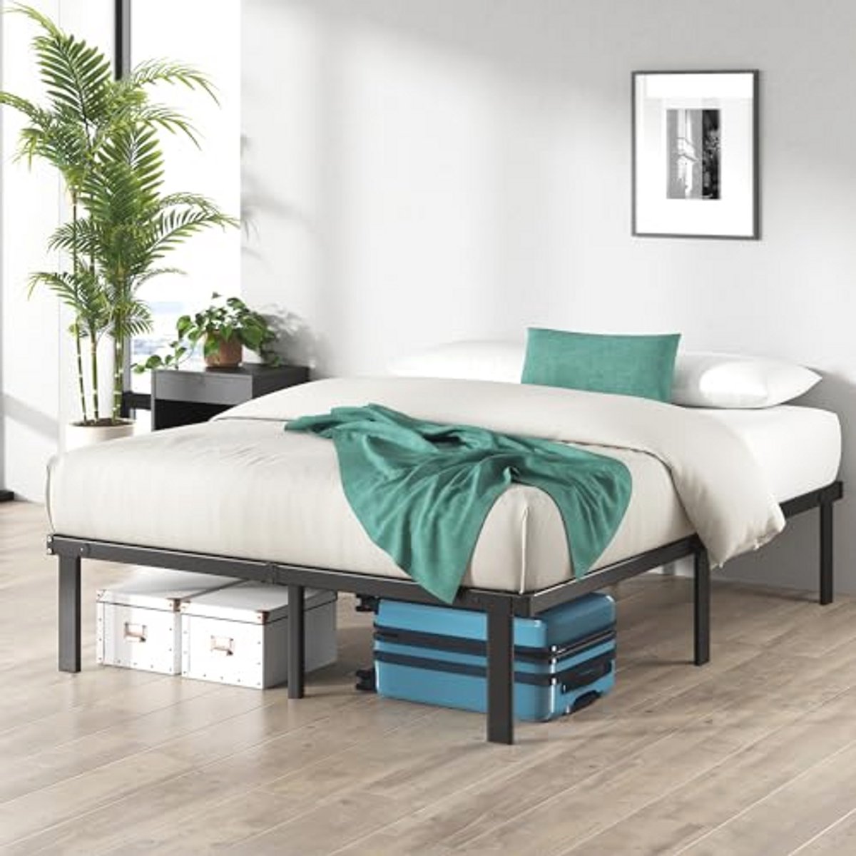 Metalen Bedframe 36 cm Hoogte – Inklapbaar Stalen Frame met Onderbed Opslag