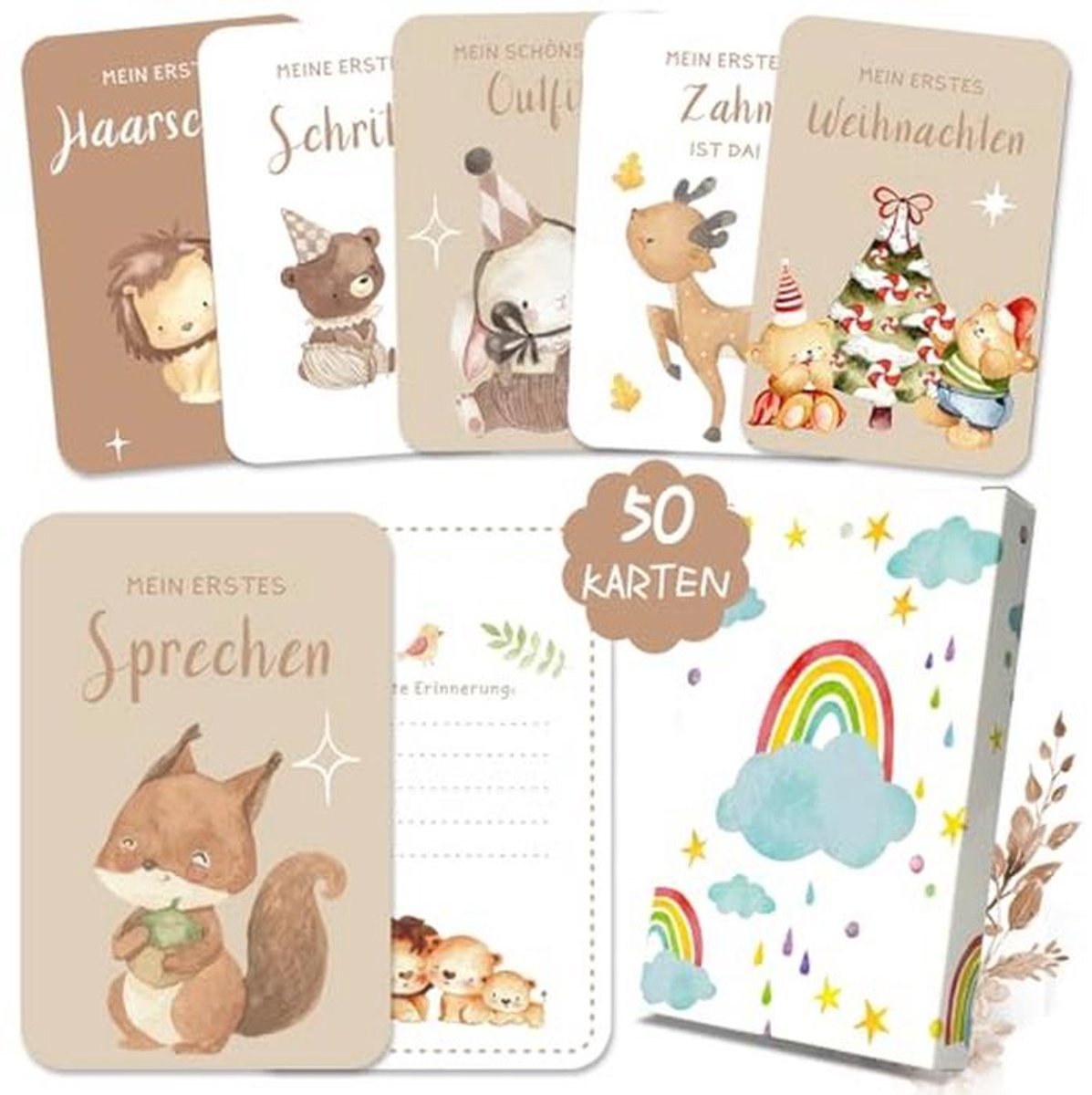 Milestone Kaarten voor Baby's - 50 Maandelijkse Foto Kaarten 1-12 maanden